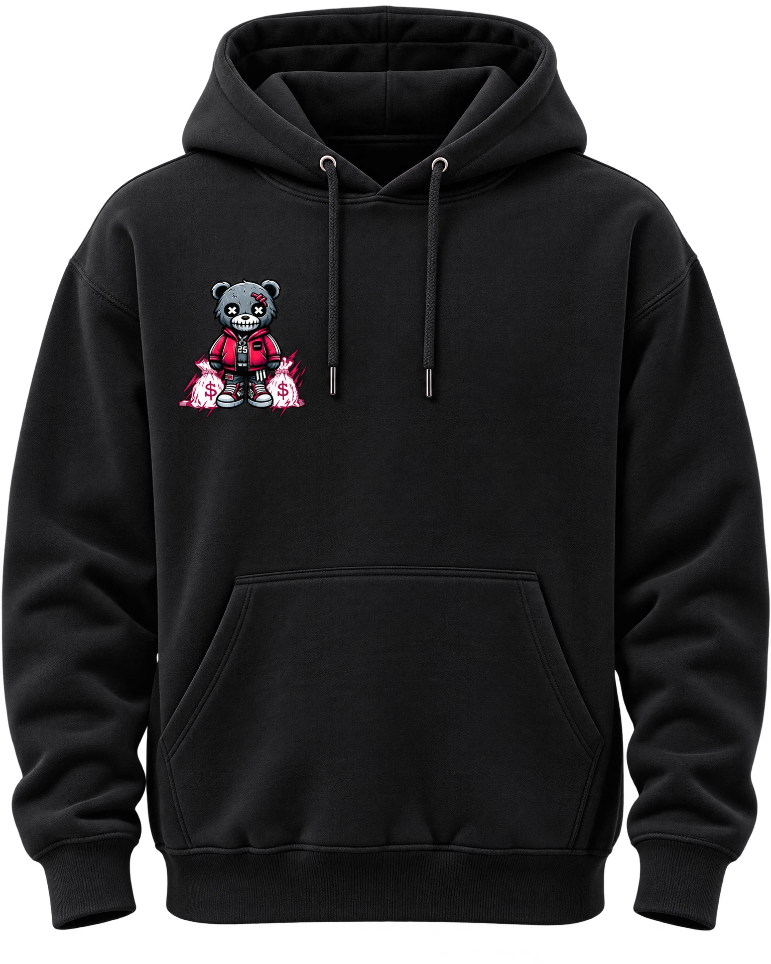 Rebel Bear Hoodie in Black